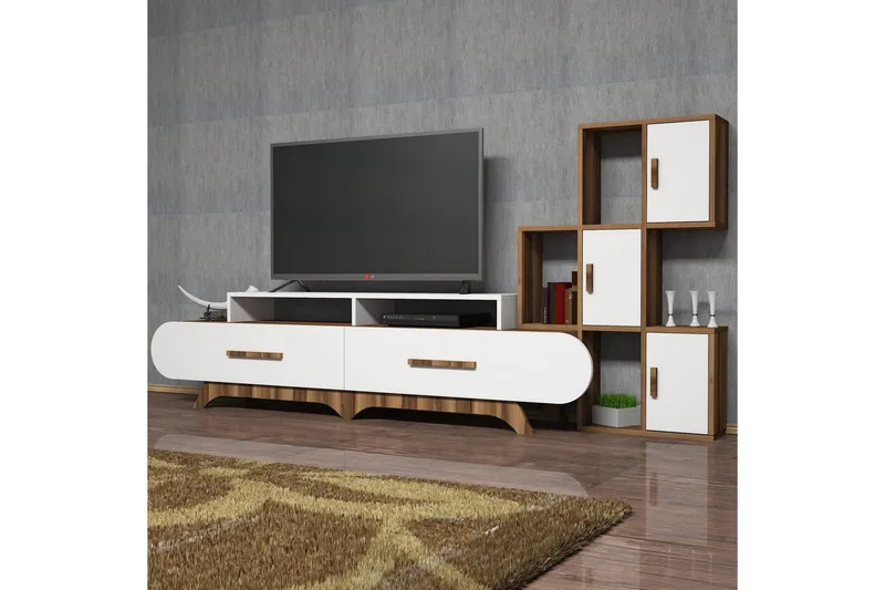 Hovdane TV-Benk 205 cm - Brun/Hvit - Møbler - TV- & Mediamøbler - TV-møbelsett