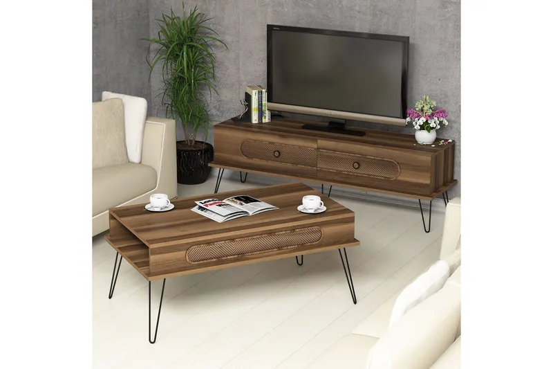 Hovdane TV-møbelsett 145 cm - Brun - Møbler - TV- & Mediamøbler - TV-møbelsett