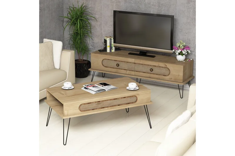 Hovdane TV-møbelsett 145 cm - Brun/Eik - Møbler - TV- & Mediamøbler - TV-møbelsett