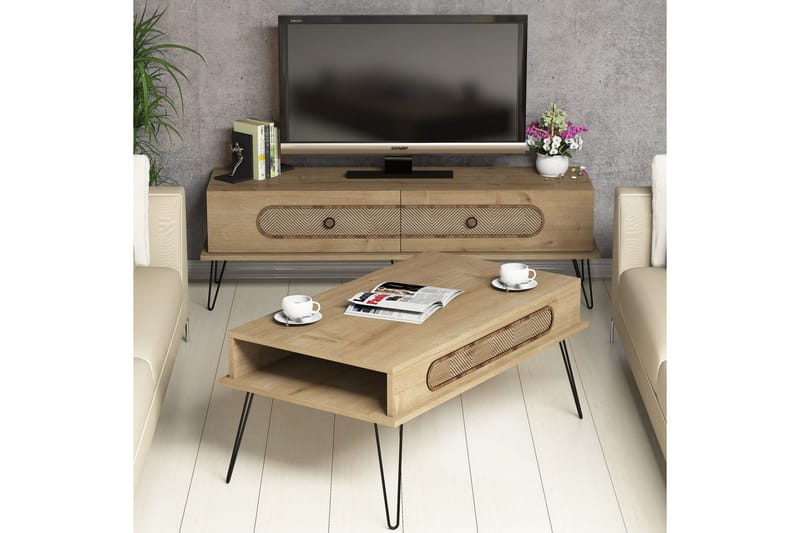 Hovdane TV-møbelsett 145 cm, Brun/Eik