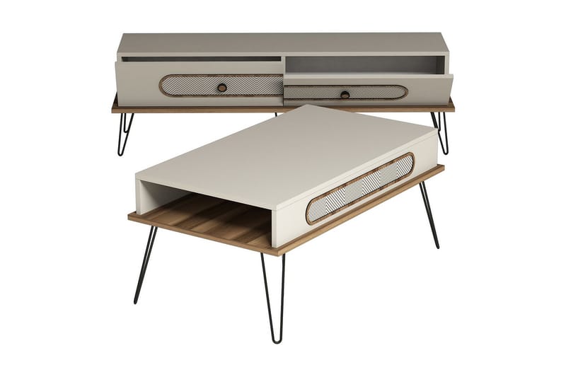 Hovdane TV-møbelsett 145 cm - Brun/Hvit - Møbler - TV- & Mediamøbler - TV-møbelsett