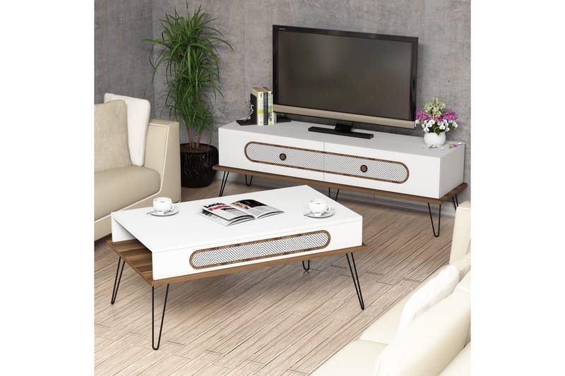 Hovdane TV-Møbelsett 145 cm - Hvit - Møbler - TV- & Mediamøbler - TV-møbelsett
