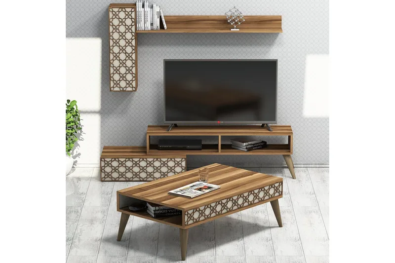 Hovdane TV-møbelsett 150 cm, Brun/Mønstret