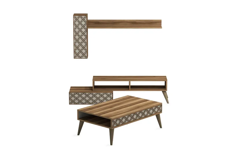 Hovdane TV-møbelsett 150 cm - Brun/Mønstret - Møbler - TV- & Mediamøbler - TV-møbelsett