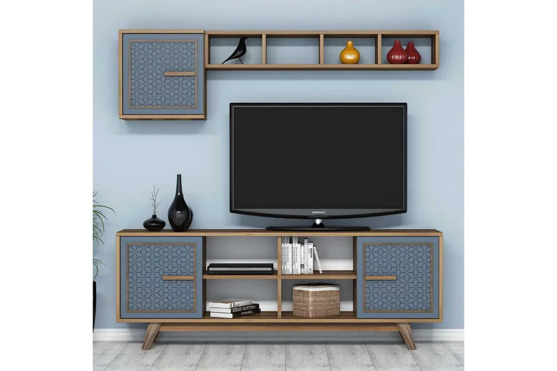 Hovdane TV-møbelsett 160 cm, Blå/Brun