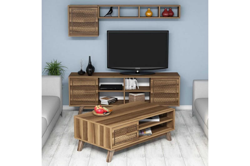 Hovdane TV-møbelsett 160 cm - Brun - Møbler - TV- & Mediamøbler - TV-møbelsett