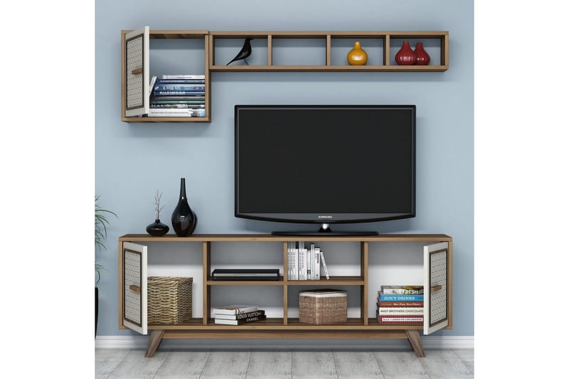 Hovdane TV-møbelsett 160 cm - Brun/Eik/Hvit - Møbler - TV- & Mediamøbler - TV-møbelsett