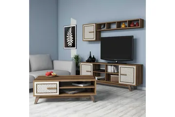 Hovdane TV-møbelsett 160 cm - Brun/Eik/Hvit - Møbler - TV- & Mediamøbler - TV-møbelsett
