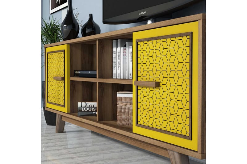 Hovdane TV-møbelsett 160 cm - Brun/Gul - Møbler - TV- & Mediamøbler - TV-møbelsett