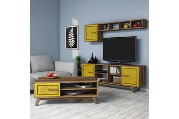 Hovdane TV-Møbelsett 160 cm - Brun/Gul - Møbler - TV- & Mediamøbler - TV-møbelsett