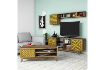 Hovdane TV-Møbelsett 160 cm - Brun/Gul - Møbler - TV- & Mediamøbler - TV-møbelsett