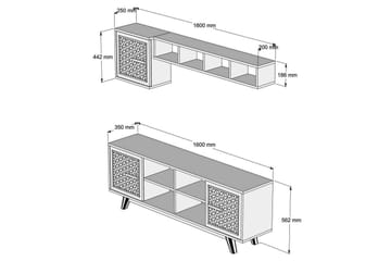 Hovdane TV-møbelsett 160 cm - Brun/Gul - Møbler - TV- & Mediamøbler - TV-møbelsett