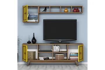 Hovdane TV-møbelsett 160 cm - Brun/Gul - Møbler - TV- & Mediamøbler - TV-møbelsett