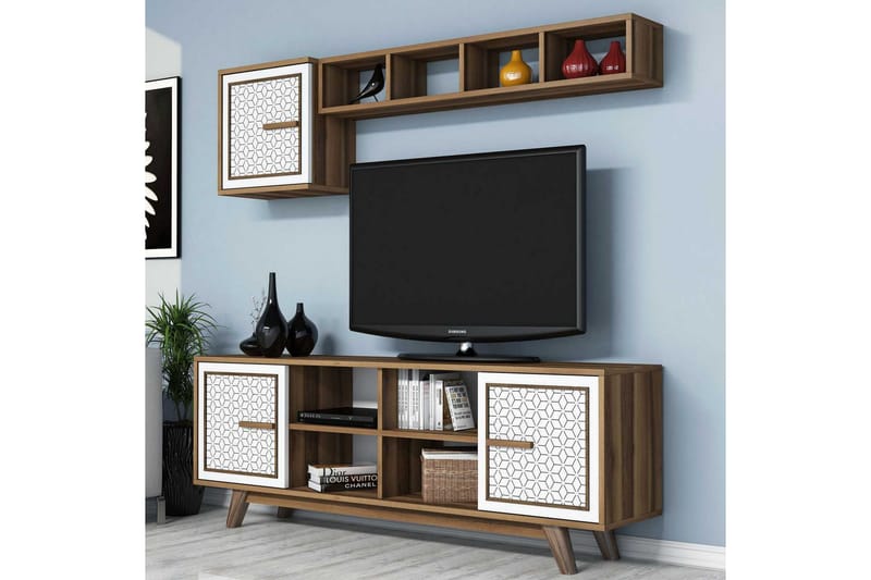 Hovdane TV-møbelsett 160 cm - Brun/Hvit - Møbler - TV- & Mediamøbler - TV-møbelsett