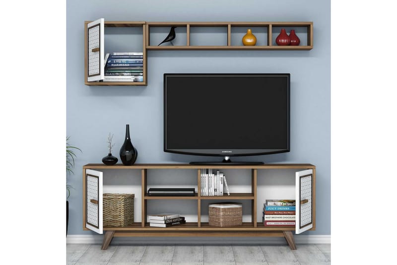 Hovdane TV-møbelsett 160 cm - Brun/Hvit - Møbler - TV- & Mediamøbler - TV-møbelsett
