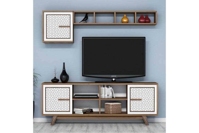 Hovdane TV-møbelsett 160 cm - Brun/Hvit - Møbler - TV- & Mediamøbler - TV-møbelsett