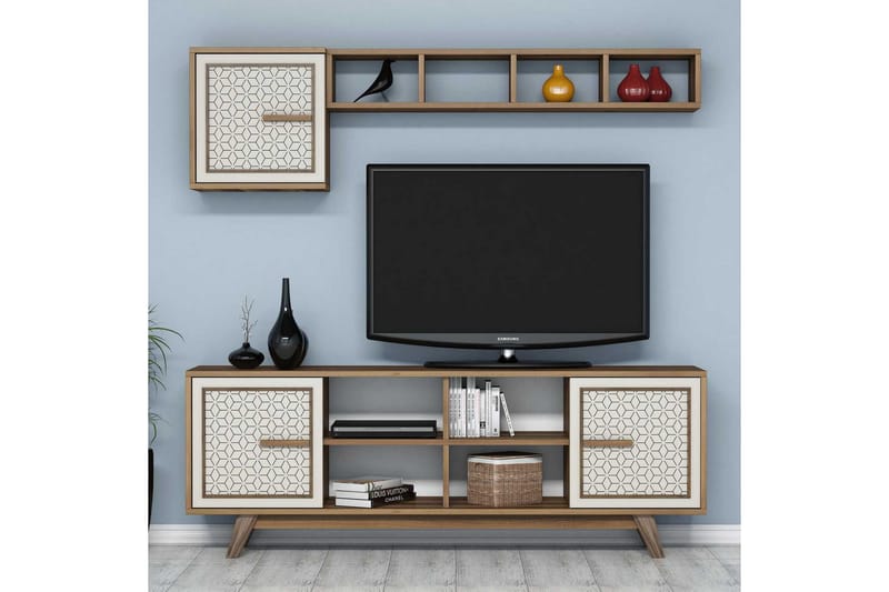 Hovdane TV-møbelsett 160 cm - Brun/Hvit/Eik - Møbler - TV- & Mediamøbler - TV-møbelsett