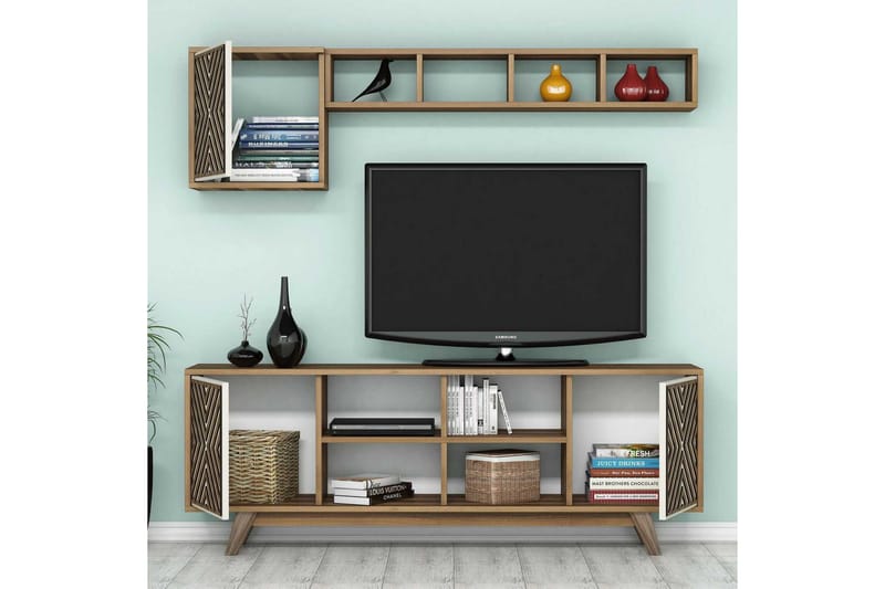 Hovdane TV-møbelsett 160 cm - Brun/Mønstret - Møbler - TV- & Mediamøbler - TV-møbelsett