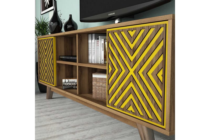 Hovdane TV-møbelsett 160 cm - Gul - Møbler - TV- & Mediamøbler - TV-møbelsett