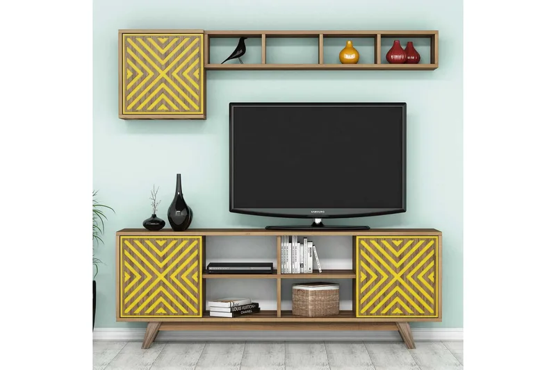 Hovdane TV-møbelsett 160 cm, Gul
