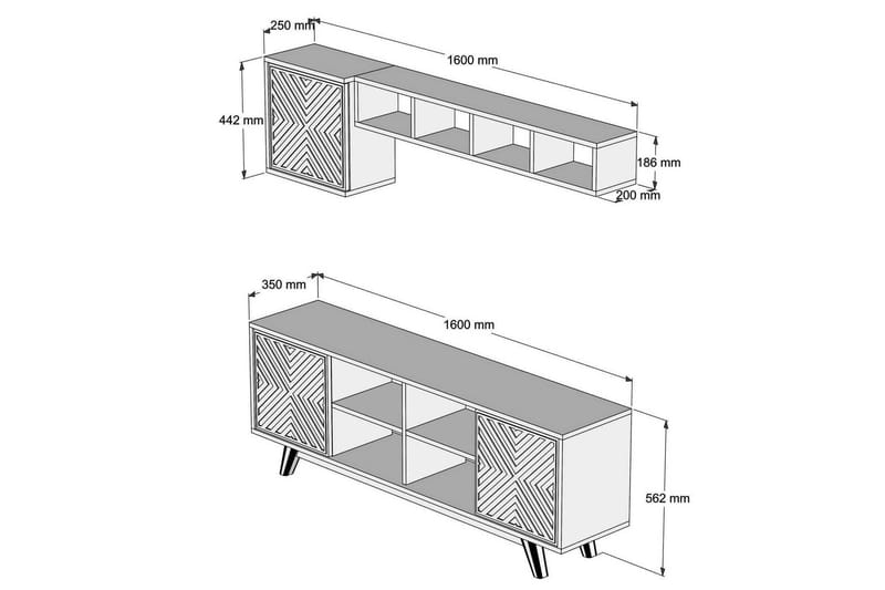 Hovdane TV-møbelsett 160 cm - Hvit/Brun - Møbler - TV- & Mediamøbler - TV-møbelsett