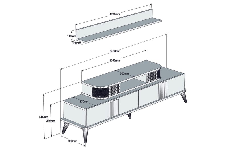 Hovdane TV-møbelsett 168 cm - Beige - Møbler - TV- & Mediamøbler - TV-møbelsett