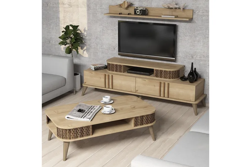 Hovdane TV-møbelsett 168 cm - Beige - Møbler - TV- & Mediamøbler - TV-møbelsett