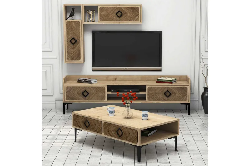 Hovdane TV-møbelsett 180 cm, Brun