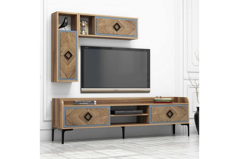 Hovdane TV-Møbelsett 180 cm - Brun/Blå - Møbler - TV- & Mediamøbler - TV-møbelsett