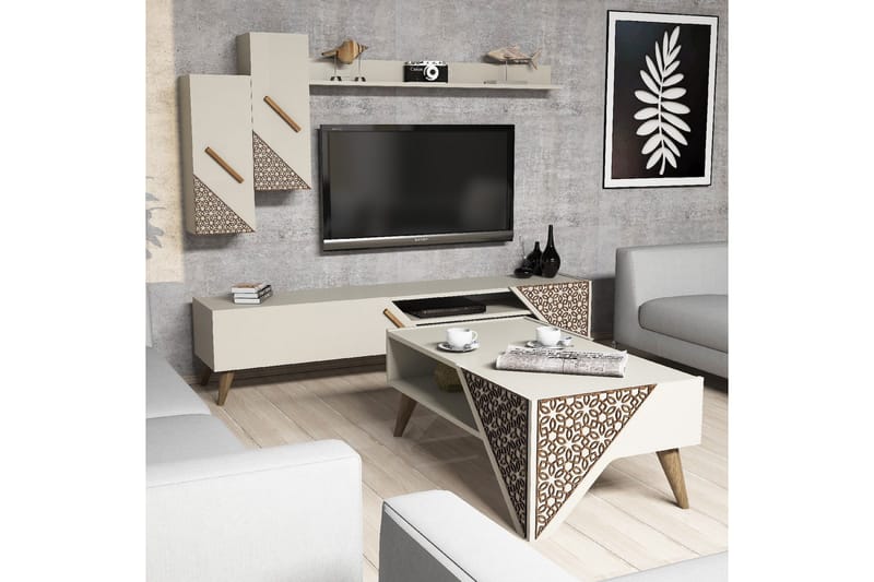 Hovdane TV-møbelsett 180 cm - Hvit - Møbler - TV- & Mediamøbler - TV-møbelsett