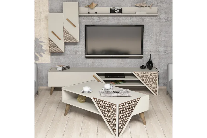Hovdane TV-møbelsett 180 cm, Hvit