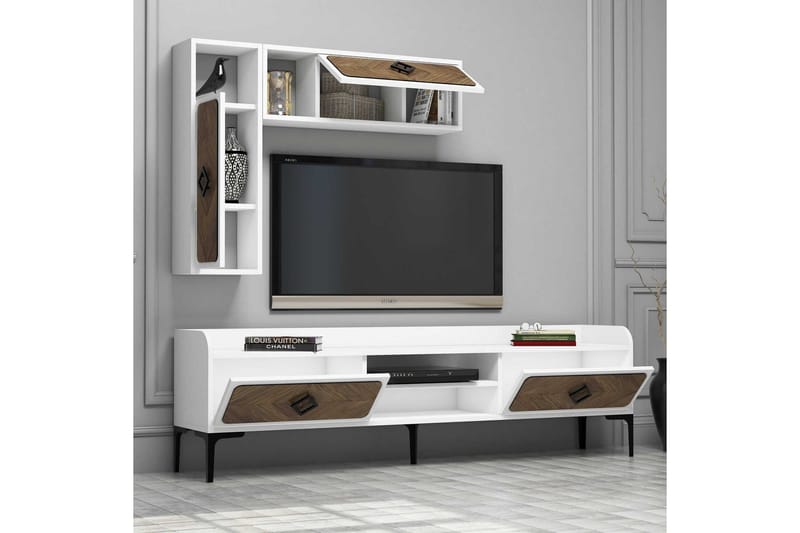 Hovdane TV-Møbelsett 180 cm - Hvit/Brun - Møbler - TV- & Mediamøbler - TV-møbelsett