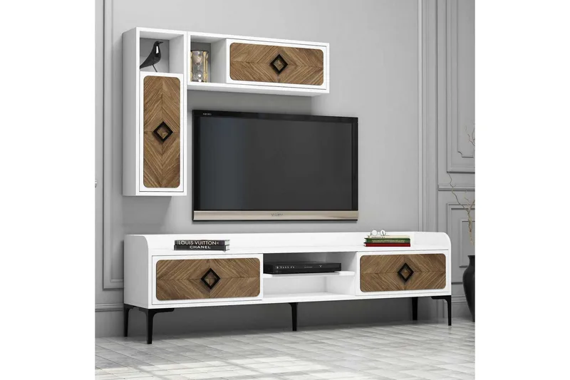 Hovdane TV-Møbelsett 180 cm - Hvit/Brun - Møbler - TV- & Mediamøbler - TV-møbelsett