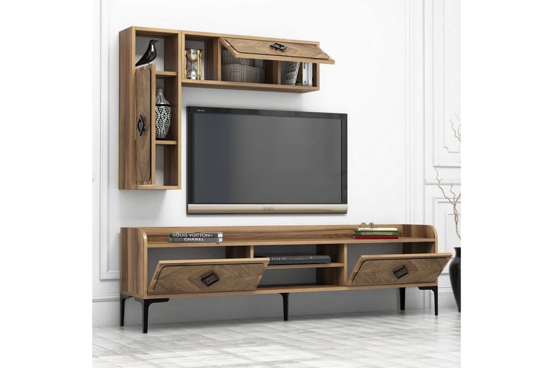 Hovdane TV-møbelsett 180 cm - Mørkebrun - Møbler - TV- & Mediamøbler - TV-møbelsett