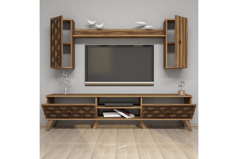 Hovdane TV-møbelsett 180 cm - Mørkebrun - Møbler - TV- & Mediamøbler - TV-møbelsett