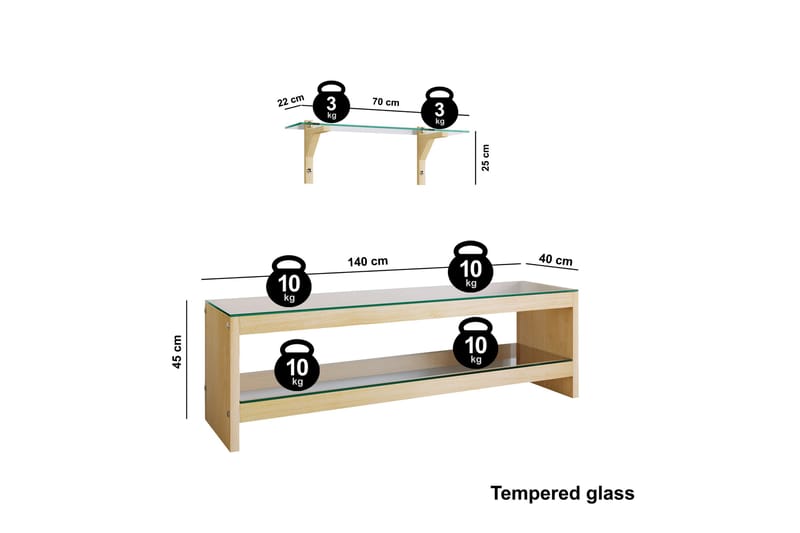 Malmby TV-Møbelsett 140 cm - Brun - Møbler - TV- & Mediamøbler - TV-møbelsett