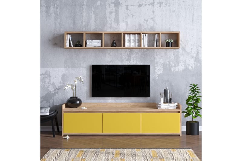Mediabänk Ek|Gul - Møbler - TV- & Mediamøbler - TV-møbelsett