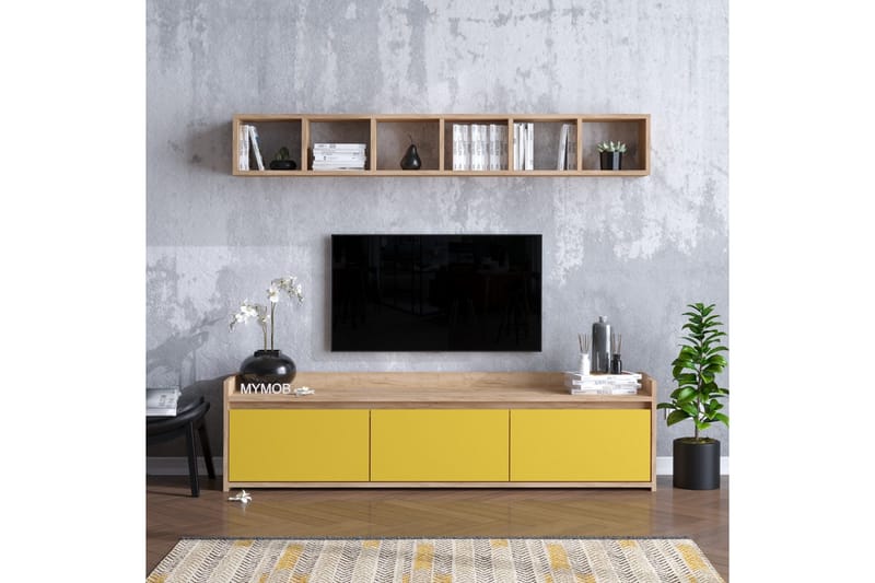 Mediabänk Ek|Gul - Møbler - TV- & Mediamøbler - TV-møbelsett