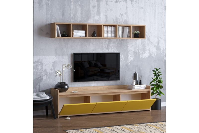 Mediabänk Ek|Gul - Møbler - TV- & Mediamøbler - TV-møbelsett