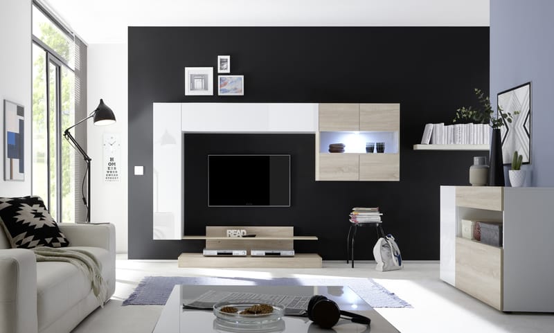 Mediamøbel Nickero 248 cm - Hvit|Brun - TV-møbelsett