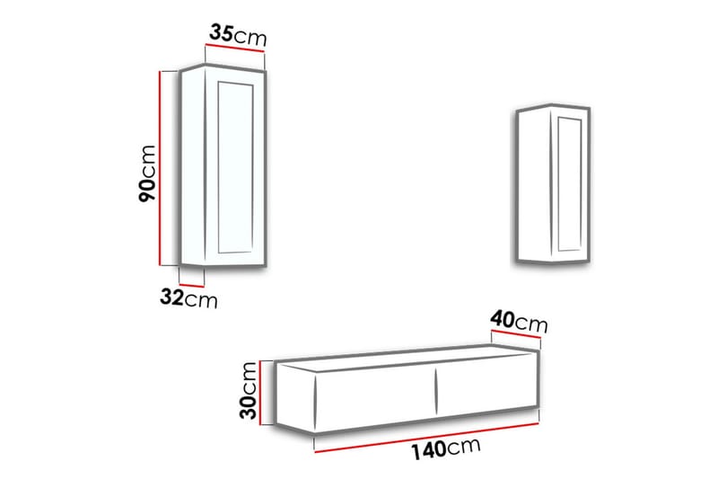Mediamøbel Vigo 210x40x180 cm - Svart / Hvit - Møbler - TV- & Mediamøbler - TV-møbelsett
