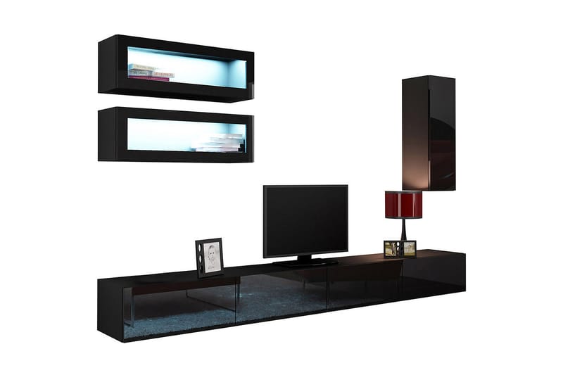 Mediamøbel Vigo 280x40x180 cm - Hvit - TV-møbelsett