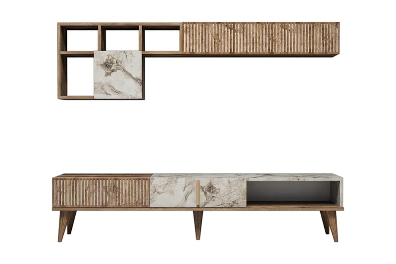 Millay TV-møbelsett 180 cm - Valnøtt / Hvit - Møbler - TV- & Mediamøbler - TV-møbelsett