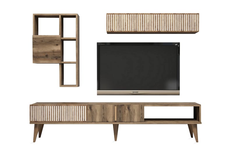 Millay TV-møbelsett 180 cm - Valnøtt - Møbler - TV- & Mediamøbler - TV-møbelsett