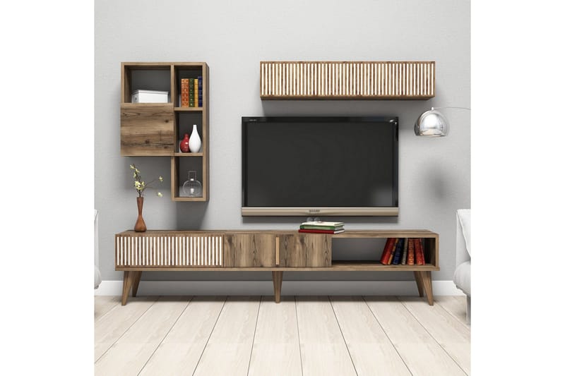 Millay TV-møbelsett 180 cm - Valnøtt - Møbler - TV- & Mediamøbler - TV-møbelsett