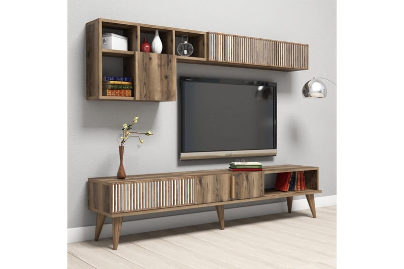 Millay TV-møbelsett 180 cm - Valnøtt - Møbler - TV- & Mediamøbler - TV-møbelsett