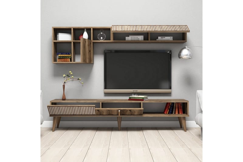 Millay TV-møbelsett 180 cm - Valnøtt - Møbler - TV- & Mediamøbler - TV-møbelsett