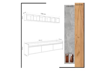 Mod Design TV-benk med Vegghylle - Møbler - TV- & Mediamøbler - TV-møbelsett