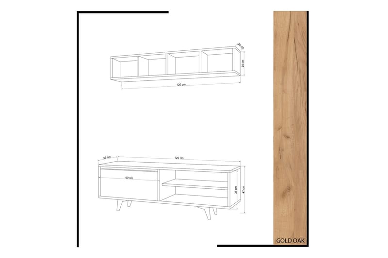 Mod Design TV-benk med Vegghylle - Møbler - TV- & Mediamøbler - TV-møbelsett