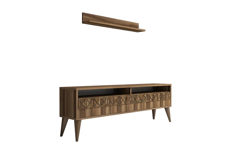 Muennink TV-møbelsett 150 cm - Valnøtt - Møbler - TV- & Mediamøbler - TV-møbelsett